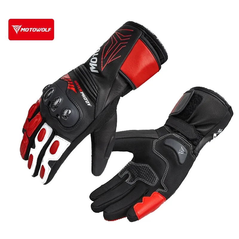 

Winter Motorcycle Gloves Man Men's Cycling Leather Gloves Warm Wind Water Proof Guanti Moto Invernali 오토바이 장갑 Motowolf