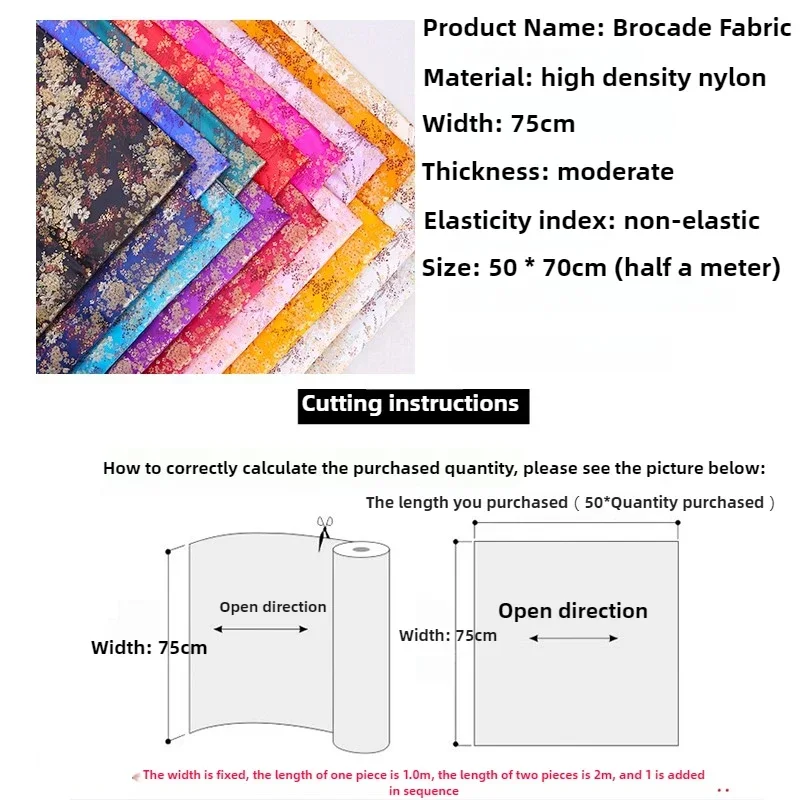 0.5/1/2m Brocade Satin Jacquard Fabric for Children Clothing Sewing,DIY Handmade Material Damask Floral Cloth Fabric