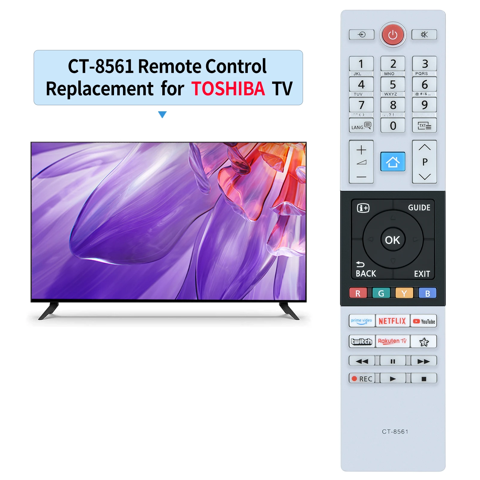 CT-8561 Remote Control for Toshiba RC45151 RC42151 Smart LED TV