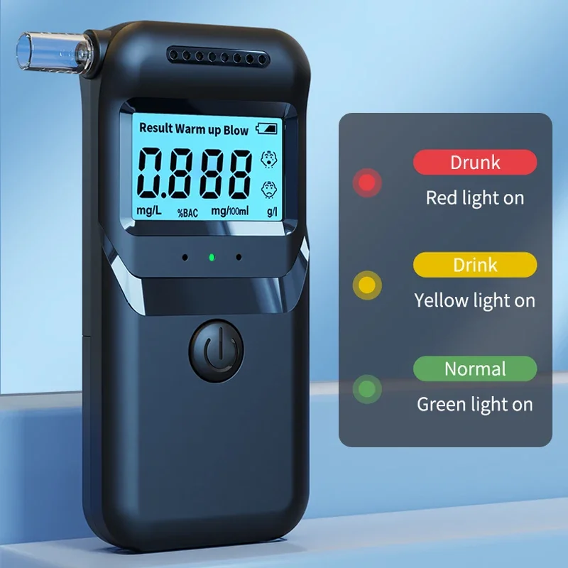 Alcoholímetro portátil, alcoholímetro electrónico con pantalla LCD, alcoholímetro profesional, herramientas de prueba de alcohol en el aliento para coche y hogar