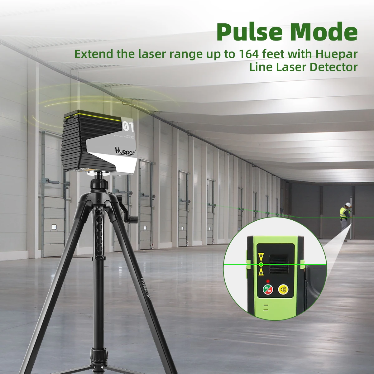 Imagem -04 - Cross Line Laser Level Recarregável Verde Auto Nivelamento Ferramenta Sensor de Movimento Modo de Pulso Onda Mãos para Mudar Huepar-e011g