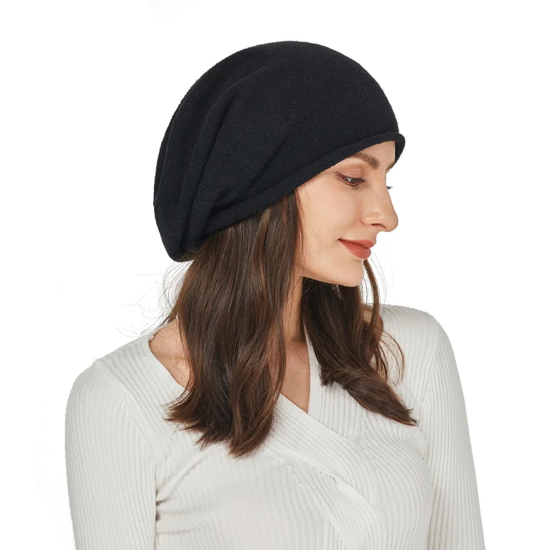 Sparsil Women Cashmere Beanie Hat Women Winter Hats Crimping Wool Knitted Warm Skullies Beanies For Women Gorros Female Cap