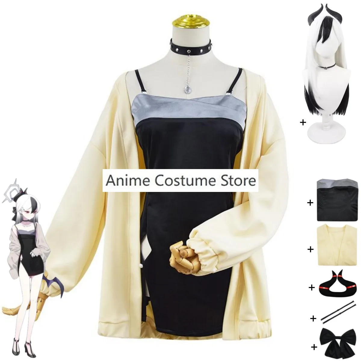 Anime Game Blue Archive Onikata Kayoko Cosplay Costume Evening Dress Short Skirt Wig Woman Sexy Lovely Carnival Party Suit