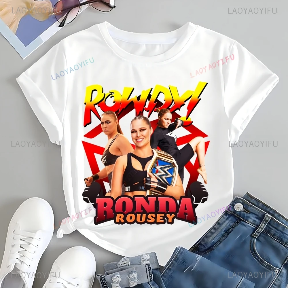 Ronda Rousey Mixed Martial Arts Fighter Printed T-shirt Top Ronda Rousey Trend Unisex Shirt Graphic Oversized T-shirt