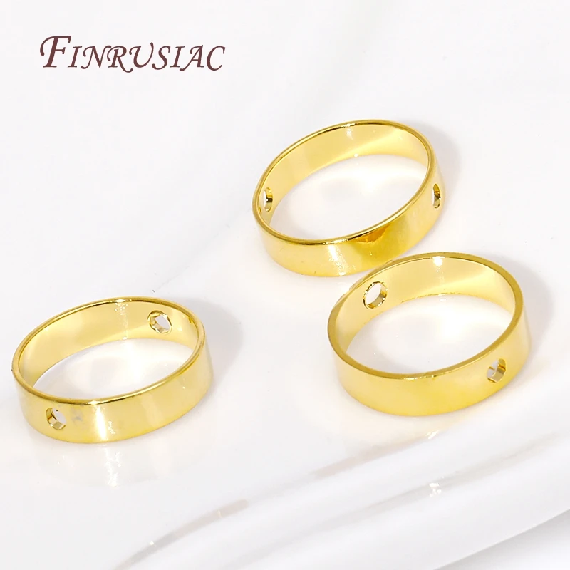 18K Gold Plated Connect Beads Frame Ring Through Hole Bead Circle For DIY Beading Earring Jewelry Making Supplies