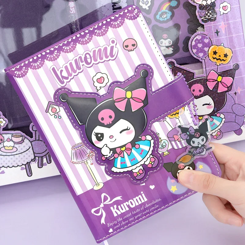 Sanrio Stationery Set My Melody Kuromi Notebook Stickers Neutral Pen Ruler Tweezers Kids Girl Material Gift Pack School Supplies