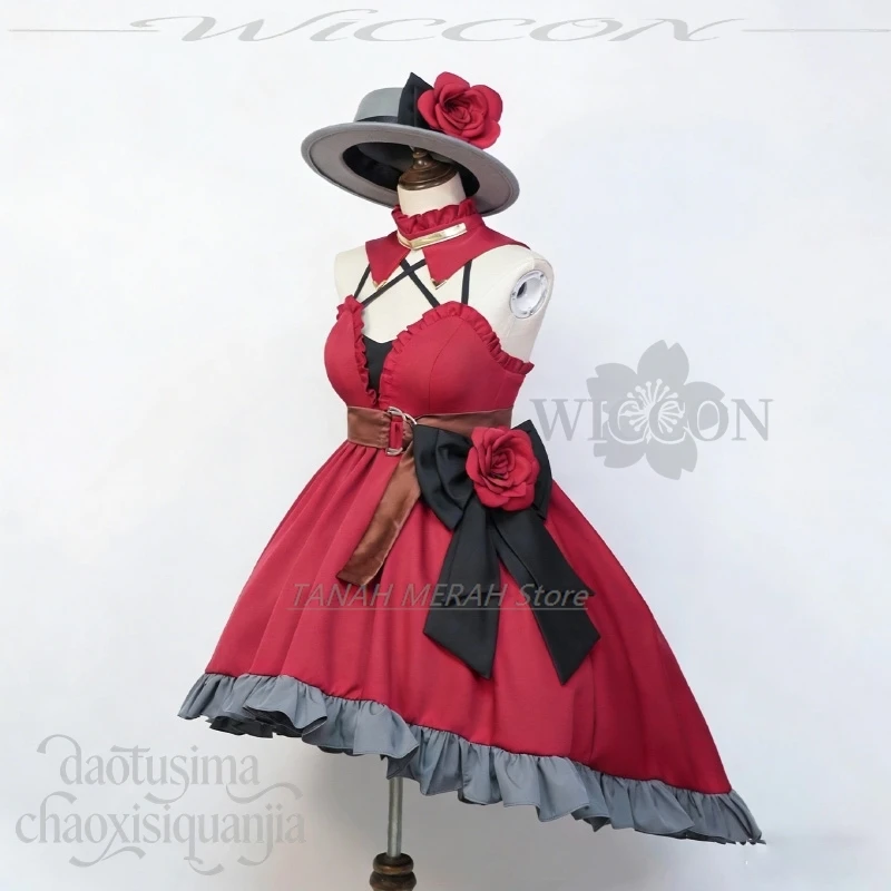 

Miikuu Косплей Аниме Игровой Проект Sekai Зима Рождество Вечернее Платье Без Рукавов Бальное Платье Готическая Красная Лолита Цветочная Шляпа Хэллоуин