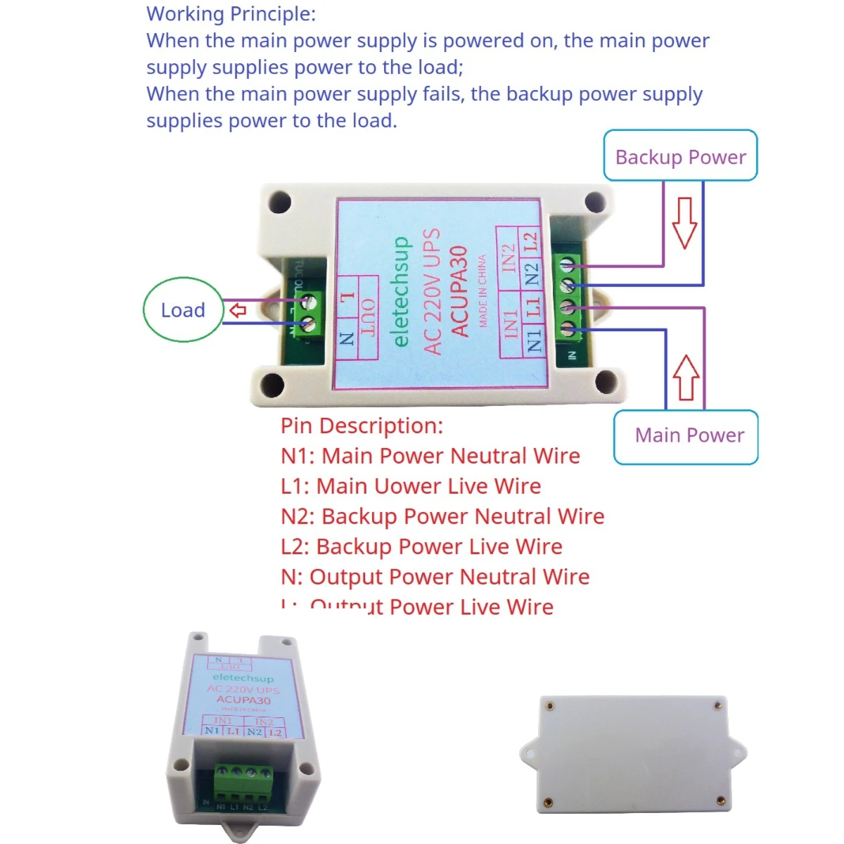 

AC 110V 120 220V 30A UPS Module 50 60HZ Automatic Switching Backup Power Supply Board Power Failure Automatic Transfer Switch