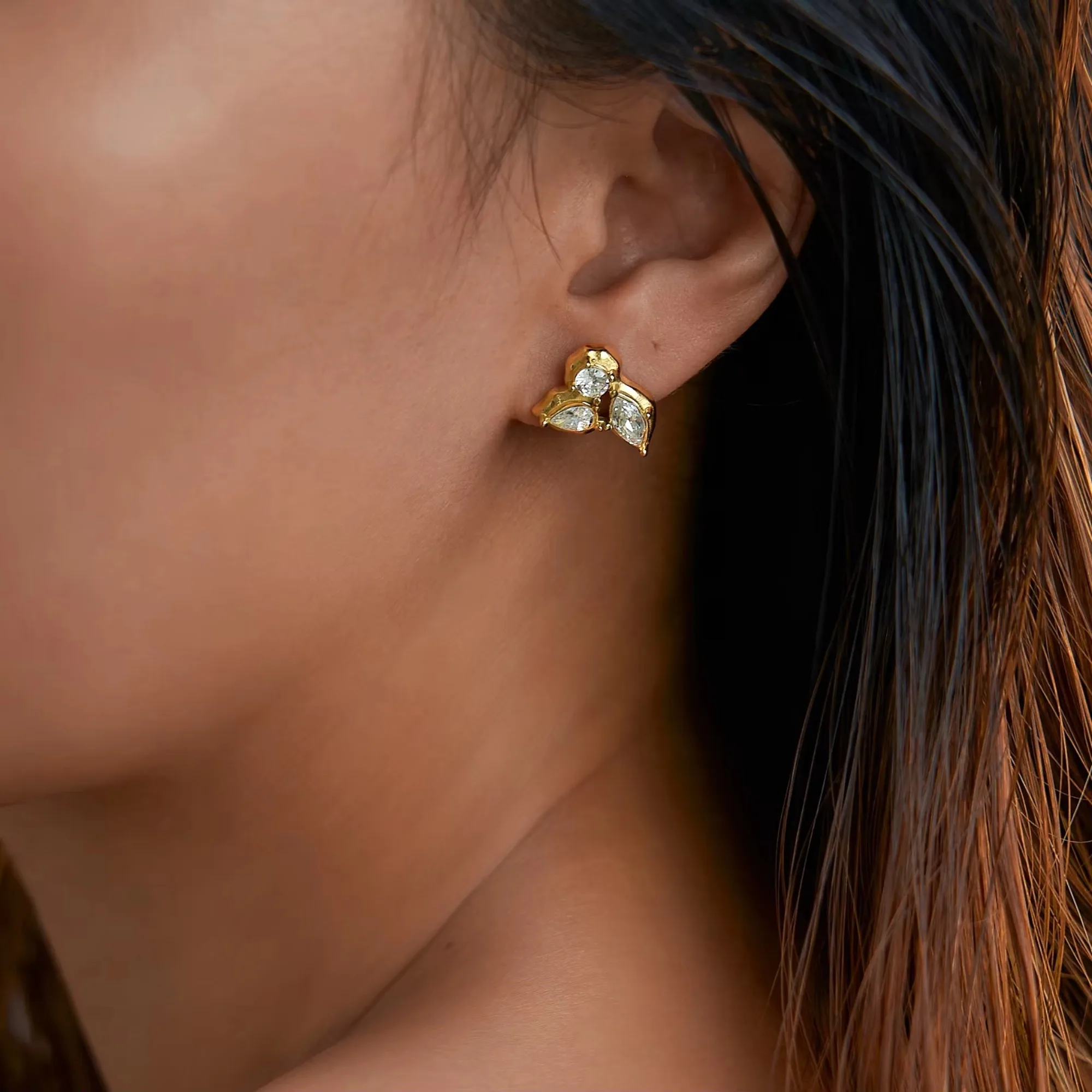 18 كيلو مطلية بالذهب تشويه الحرة الفولاذ المقاوم للصدأ بوهو غير النظامية ورقة الزركون وأقراط للنساء Aretes De Mujer مصمم مجوهرات