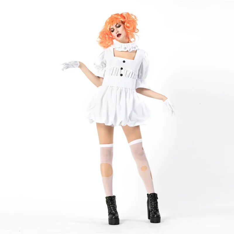 VASHEJIANG White Stephen King's It Cosplay Costume Adult Pennywise Costume women Sexy Clown Costume for halloween Outfit Suit