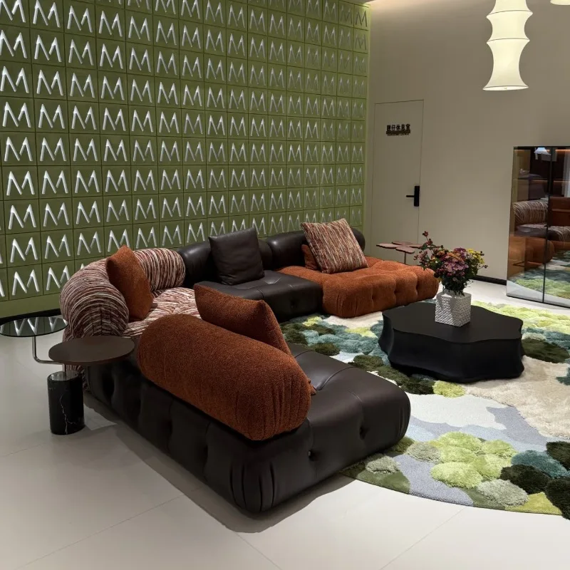 Design wind module free combination buckle large flat floor living room mica sofa