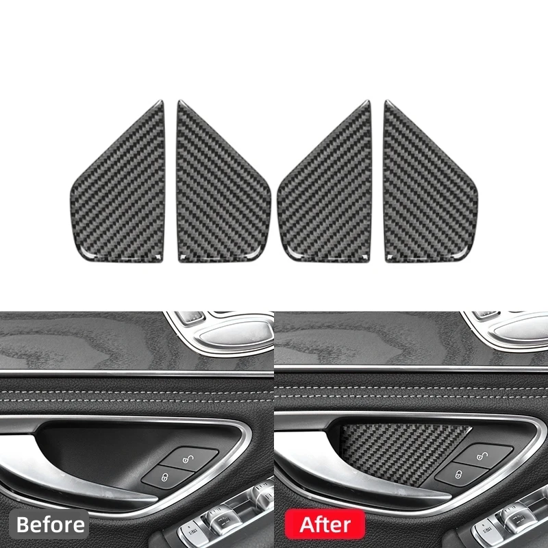 

For Mercedes Benz W205 C180 C200 C300 C GLC Class Carbon Fiber Stickers Car Door Handle Bowl Trim Cover Car Interior Accessories