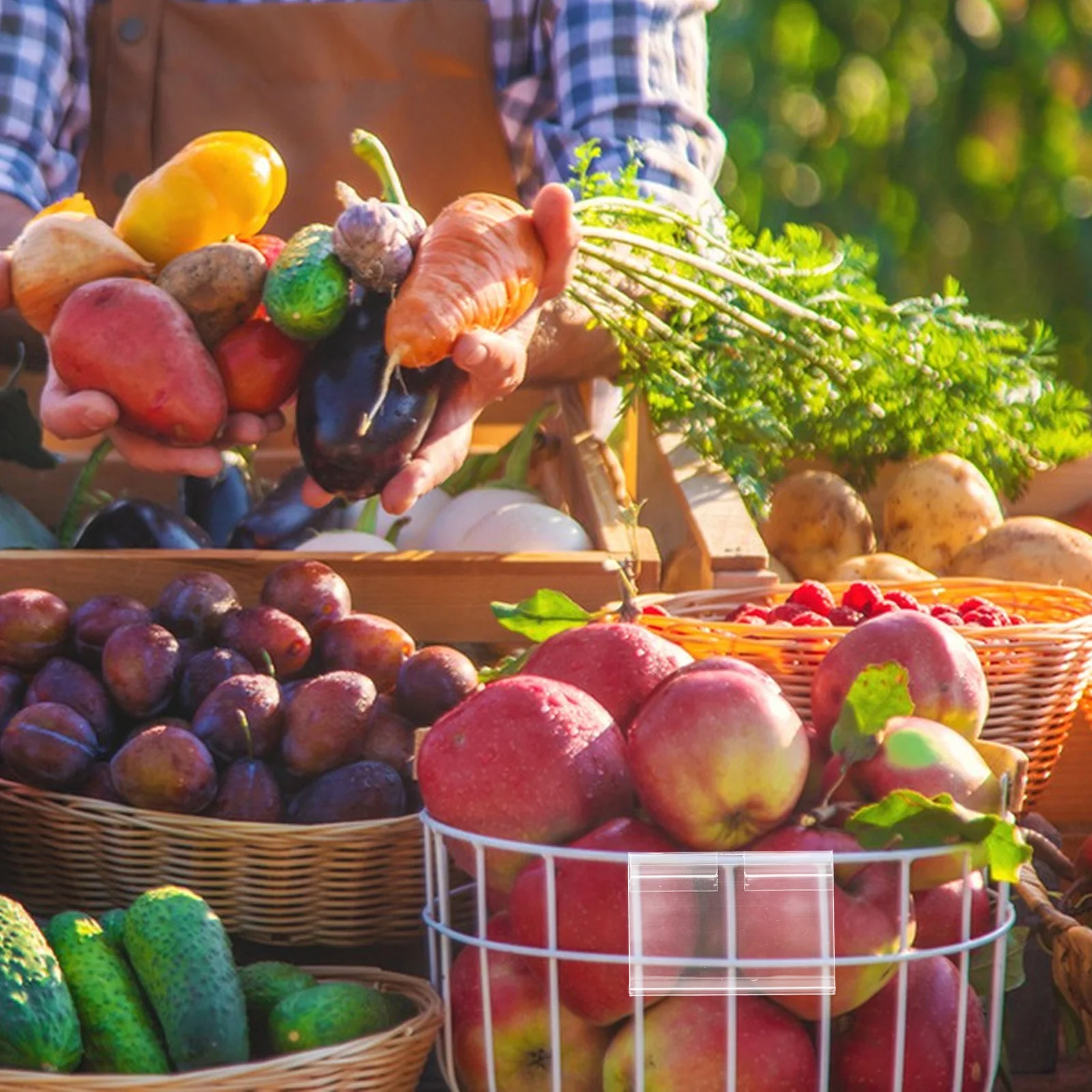 

60Sets Clear Plastic Label Holders Clips Transparent Basket Tags Shelf Sign Holders for Retail Store Supermarket Price Display