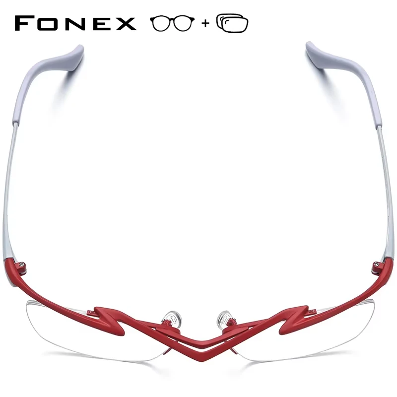 FONEX Titanium Glasses Frame Men 2025 New Women Semi Rimless Square Prescription Eyeglasses Half Myopia Optical Eyewear F85763