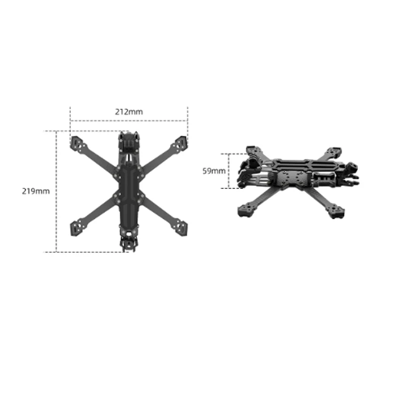 GEPRC GEP-Vapor5 FPV Freestyle Frame Kit, 5 Inch 230mm Wide X Shockproof Carbon Fiber Quadcopter DIY Replacement Accessories