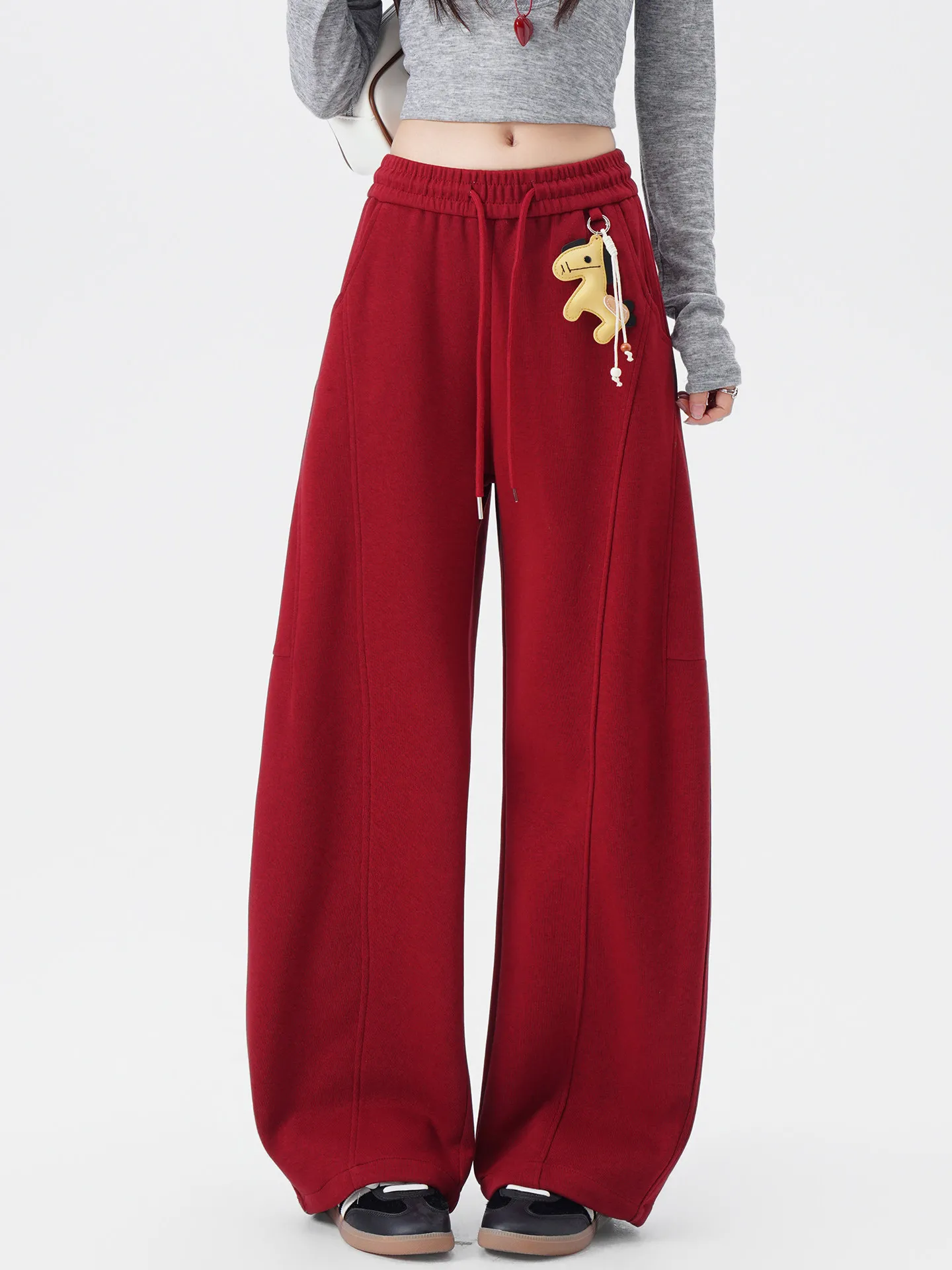 

High Waist Wide Leg Sports Knife Pants Women's Casual Two-Way Wear Spring Autumn New Sle Comfortable Breathable Cotton Blend