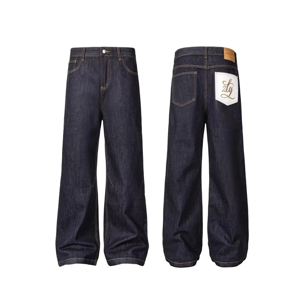 

Мужские джинсы прямого кроя с высокой талией, весенне-осенние, повседневные, винтажные, свободного кроя, черные, длинные брюки