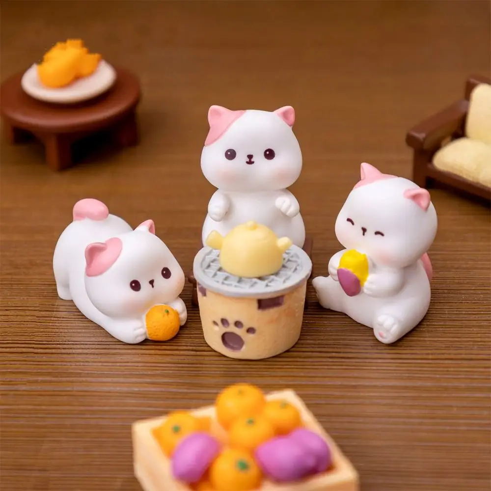 Cartoon Cat Figurines Miniatures Cute Resin Crafts Mini Cat Ornament DIY Handicraft Kitten Statue Micro Landscape Ornaments