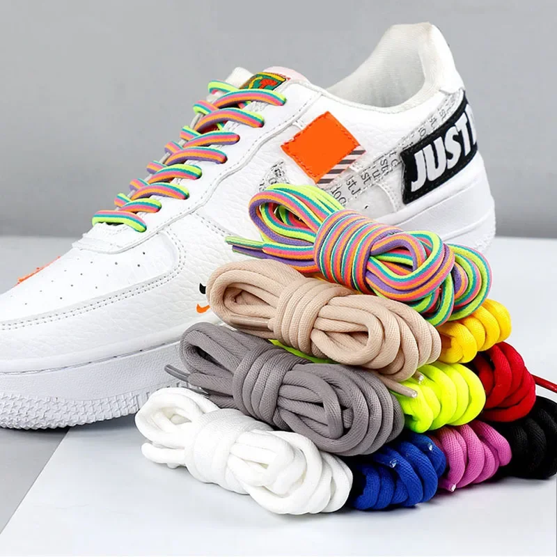 1 Pair Rainbow Shoe Laces for Sneakers Round Shoelaces Boots Shoelace Women Man Colorful Tennis Shoestrings Shoes Accessories