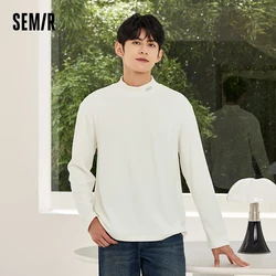 Semir 2024 Long-Sleeved T-Shirt Men  Winter New Solid Color Heated Turtleneck Winter Bottoming Shirt Fashionable Pullover Top