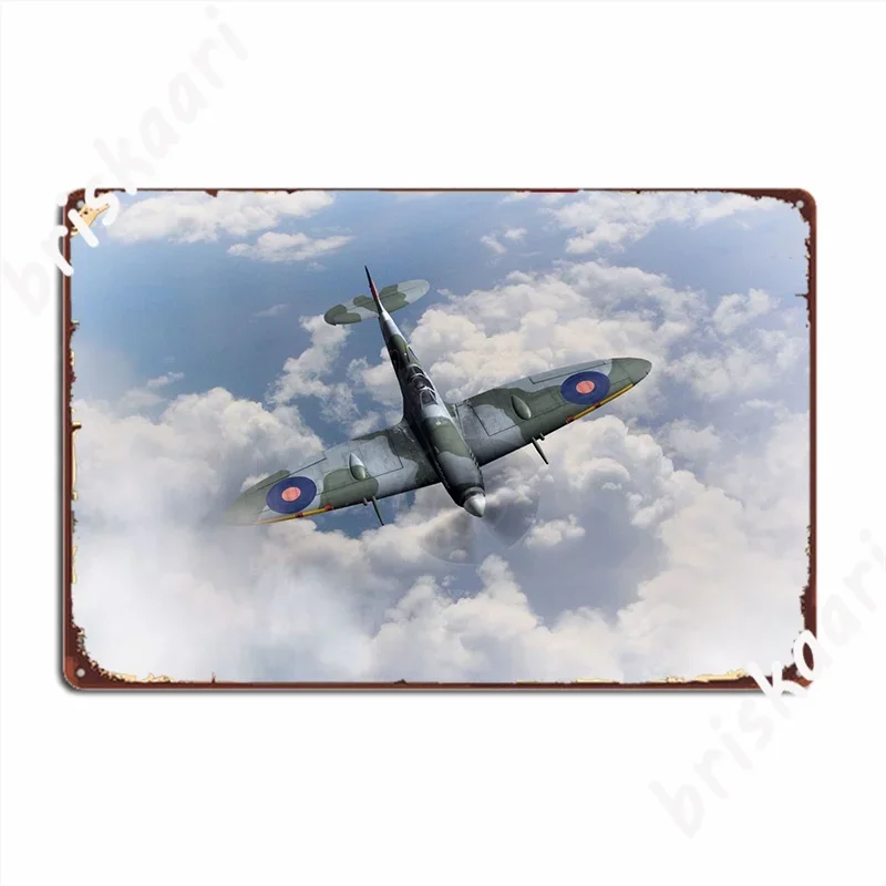 Royal Air Force Spitfire In The Clouds Metal Sign Club Design Home Painting Décor Tin Sign Posters