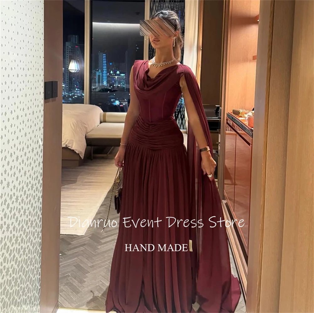 Suknia wieczorowa bez rękawów Dianruo w kolorze burgundowym, marszczona długa suknia na przyjęcie, Abendkleider Dubai, eleganckie Vestidos De Fiesta, szyta na miarę