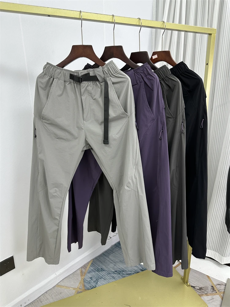 

Lightweight Straight Leg Casual Pants Men's Summer Thin Qui Dry Breathable Zipper Pants Faionable Urban Sle Loose Fit