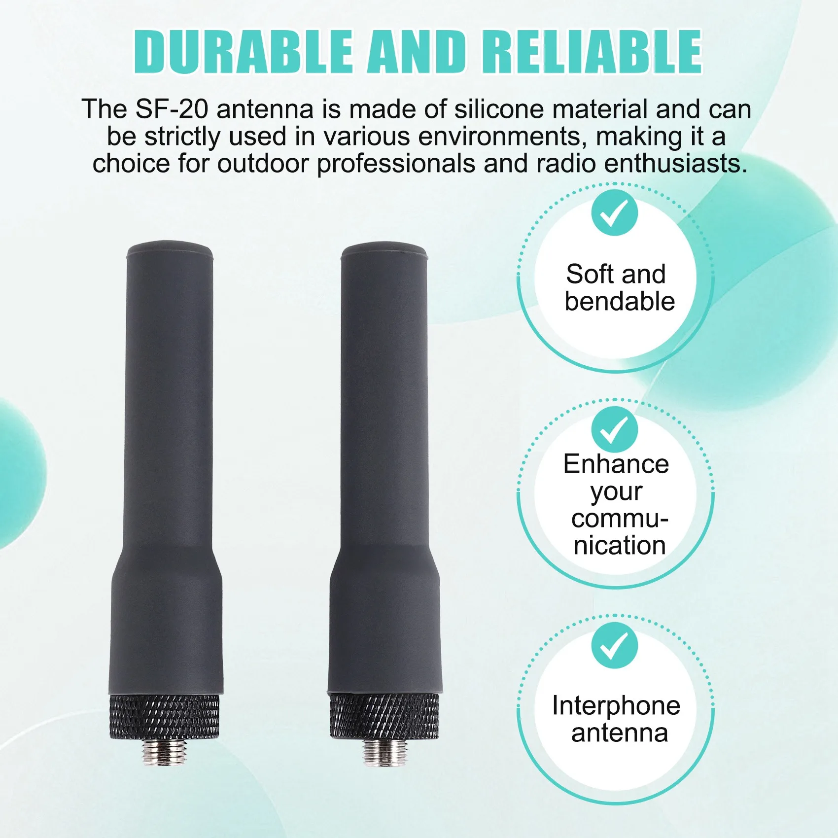 AU33-Walkie Talkie Soft Antenna SF-20 Mini Short Aerial SMA-F Dual Band VHF UHF For UV-K6 UV-21 UV-17 UV-18Pro Max Radio view 2