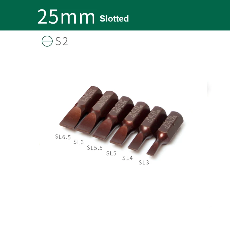 

5 шт., 1/4 дюйма, короткая, длина 25 мм, шлицевая SL3 SL4 SL5 SL5.5 SL6 SL6.5, отвертка, ремонтные ручные инструменты, плоские отвертки, биты