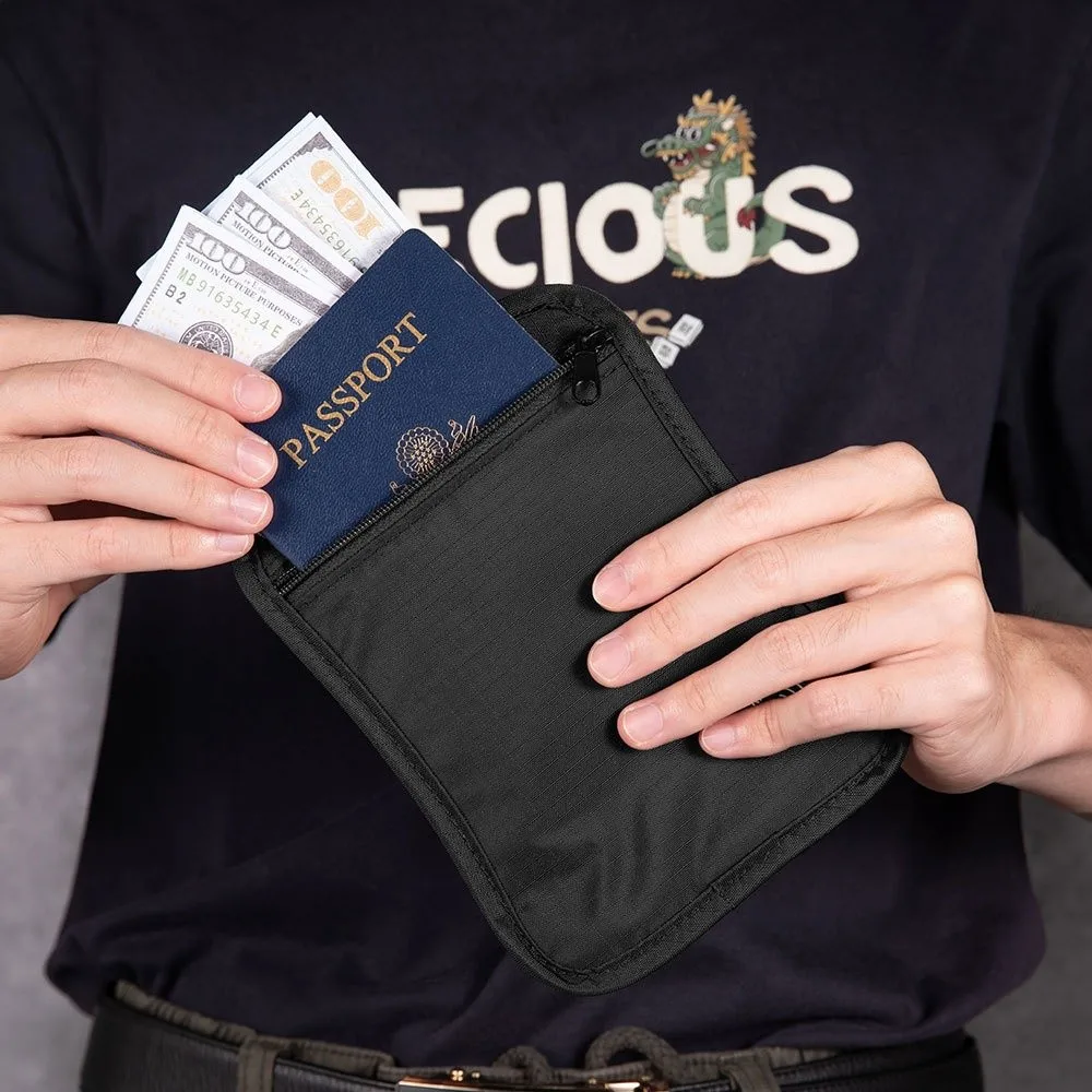 Anti-Theft Travel Wallet Waterproof With Locking Hook RFID Blocking Wallet Passport Holder Lightweight Card Passport Pouch