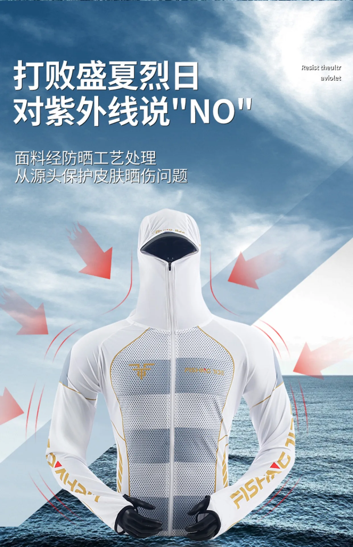 Hochwertiger Angelanzug für Herren, Sommerlicher Sonnenschutz, Atmungsaktiver Eisseide Schnelltrocknender Angel-Hoodie & Hose, 2-teiliges Set – Detail 4