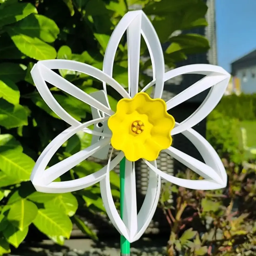 Roterende Zonnebloem Wind Spinner met Stakes Geen Weerstand Narcissus Windmolen Interessant DIY Outdoor Windmolen Speelgoed