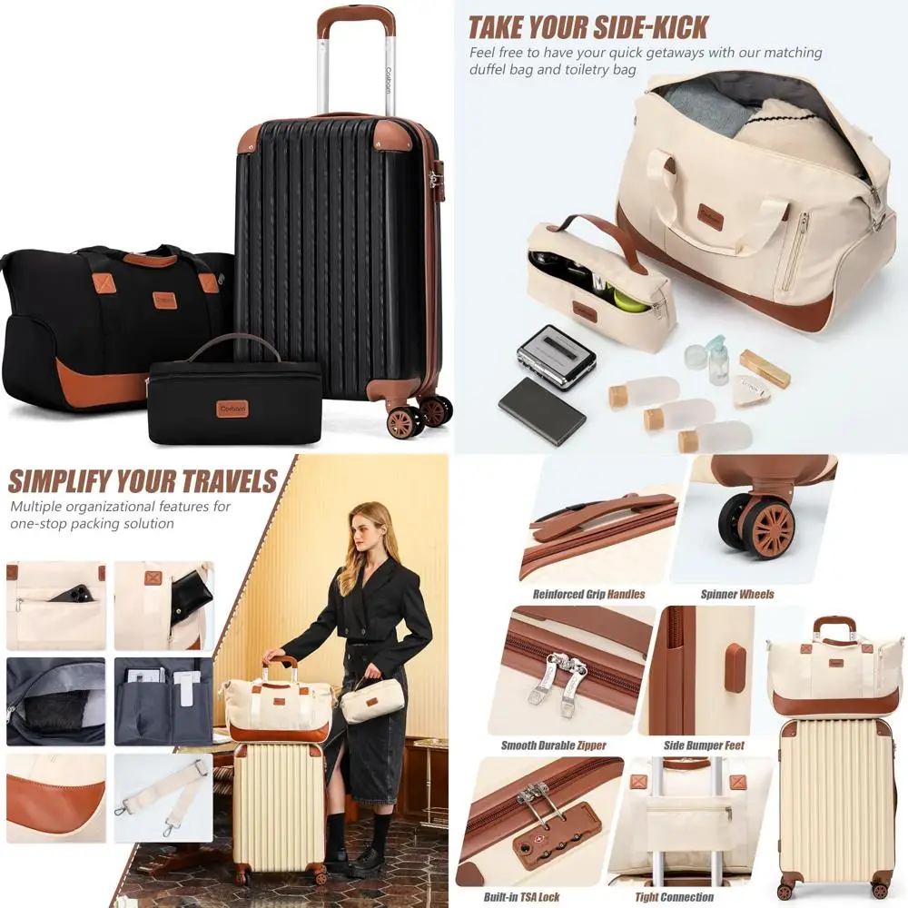 Juego de equipaje ligero de 3 piezas con carcasa dura ABS, aprobado por aerolínea de 20 pulgadas con ruedas, cerradura TSA y gran capacidad para viajes