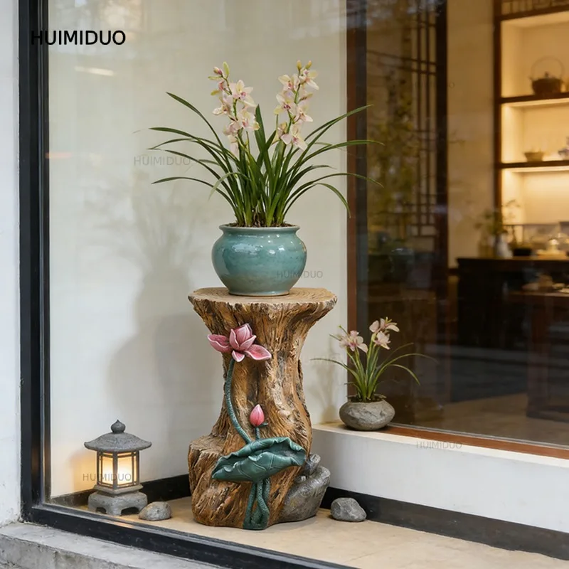 Flower Rack Indoor Living Room Balcony Multi-functional Shelf Household Floor-to-ceiling Flower Several Bonsai Pots with Imitati