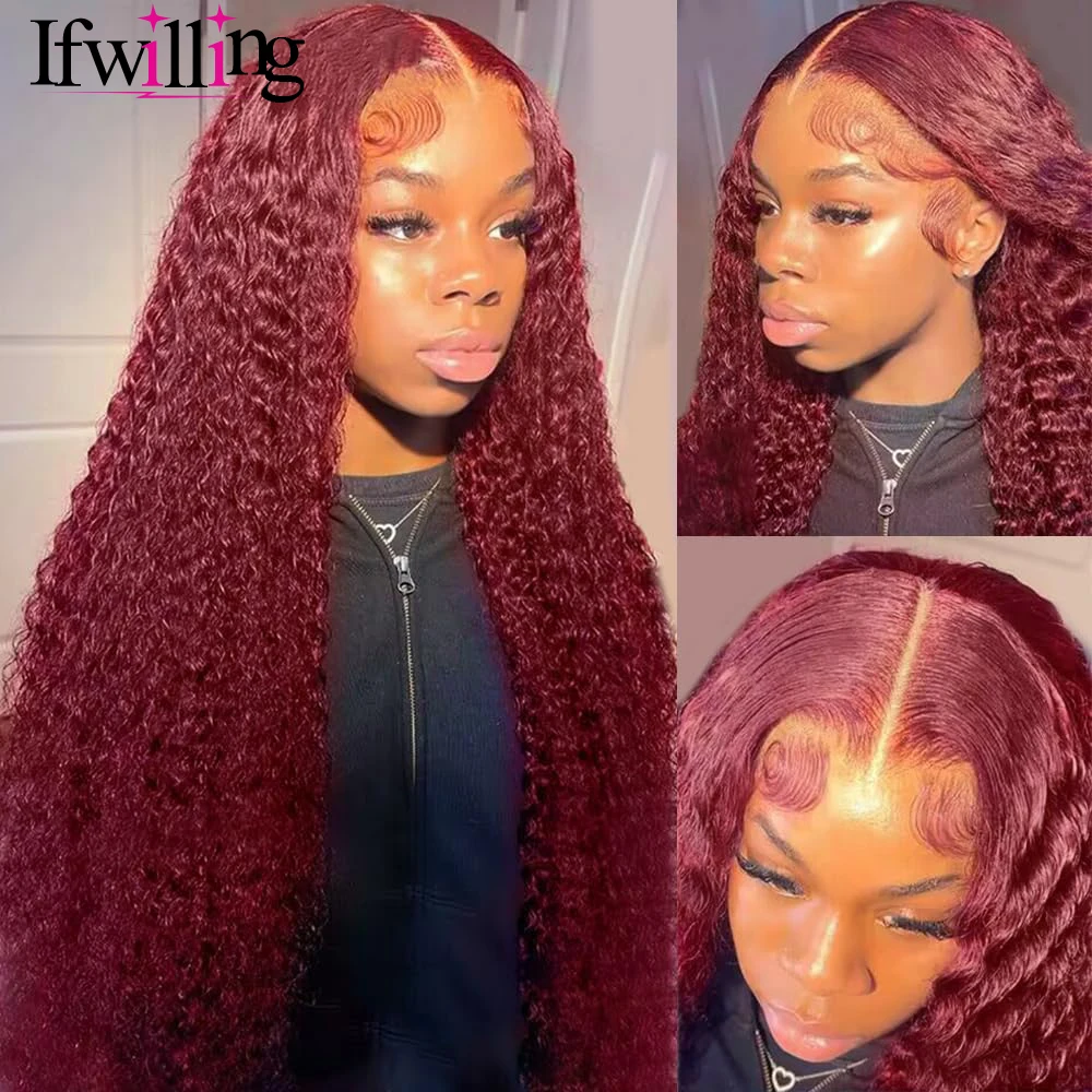 Burgundy 13x6 HD Lace Frontal Human Hair Wig Deep Wave Wig Human Hair 99j HD Lace Frontal Wig 13x6 Colored Human Hair Wigs