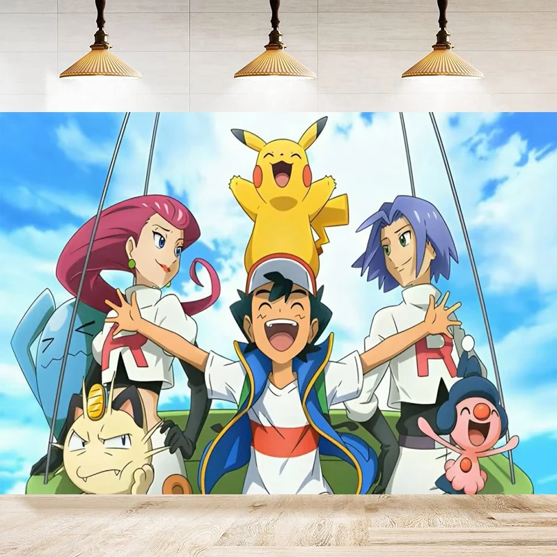 Photography Backdrop Pokemon Pikachu Banner For Kids Happy Birthday Party Pikachu Background BedRoom Pokemon Pikachu Poste