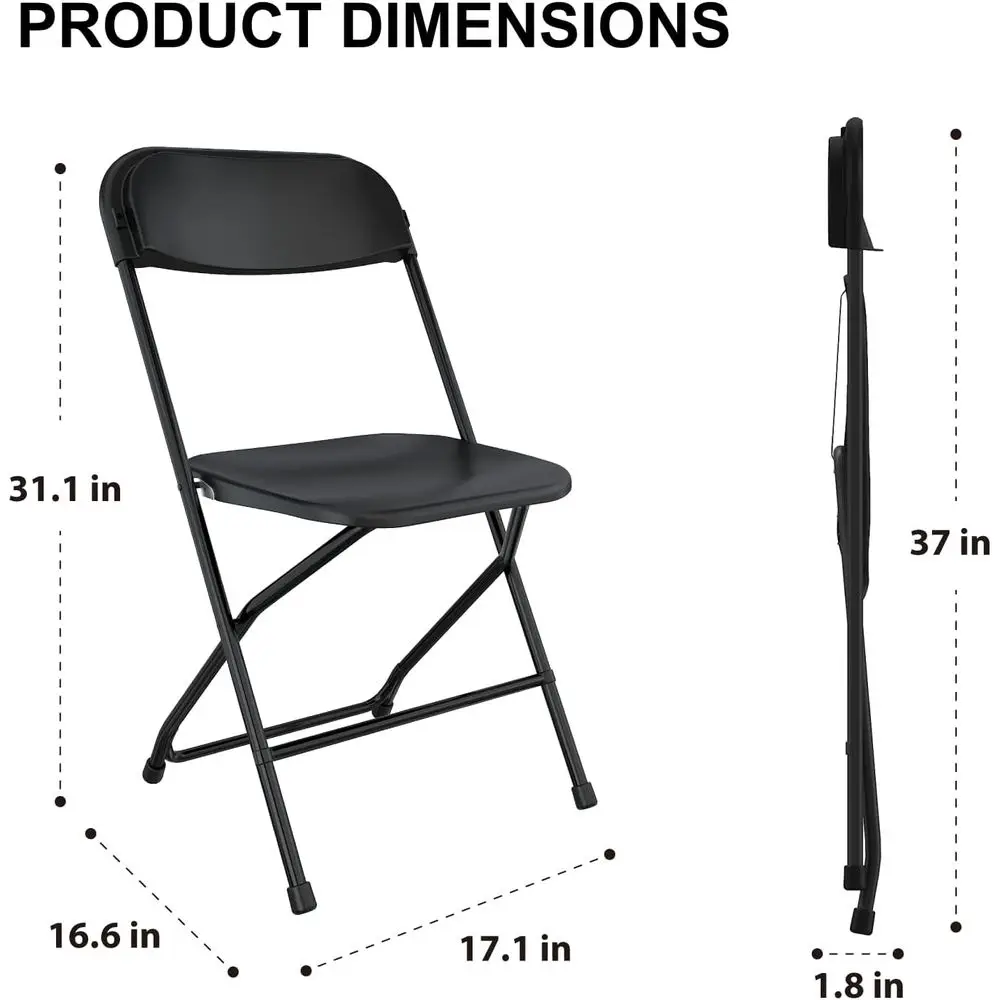 12 Pack Black olding Chairs, oldable Party Chairs, Plastic olding Chair or Outside, Indoor Outdoor Stackable Commercial Seat wit