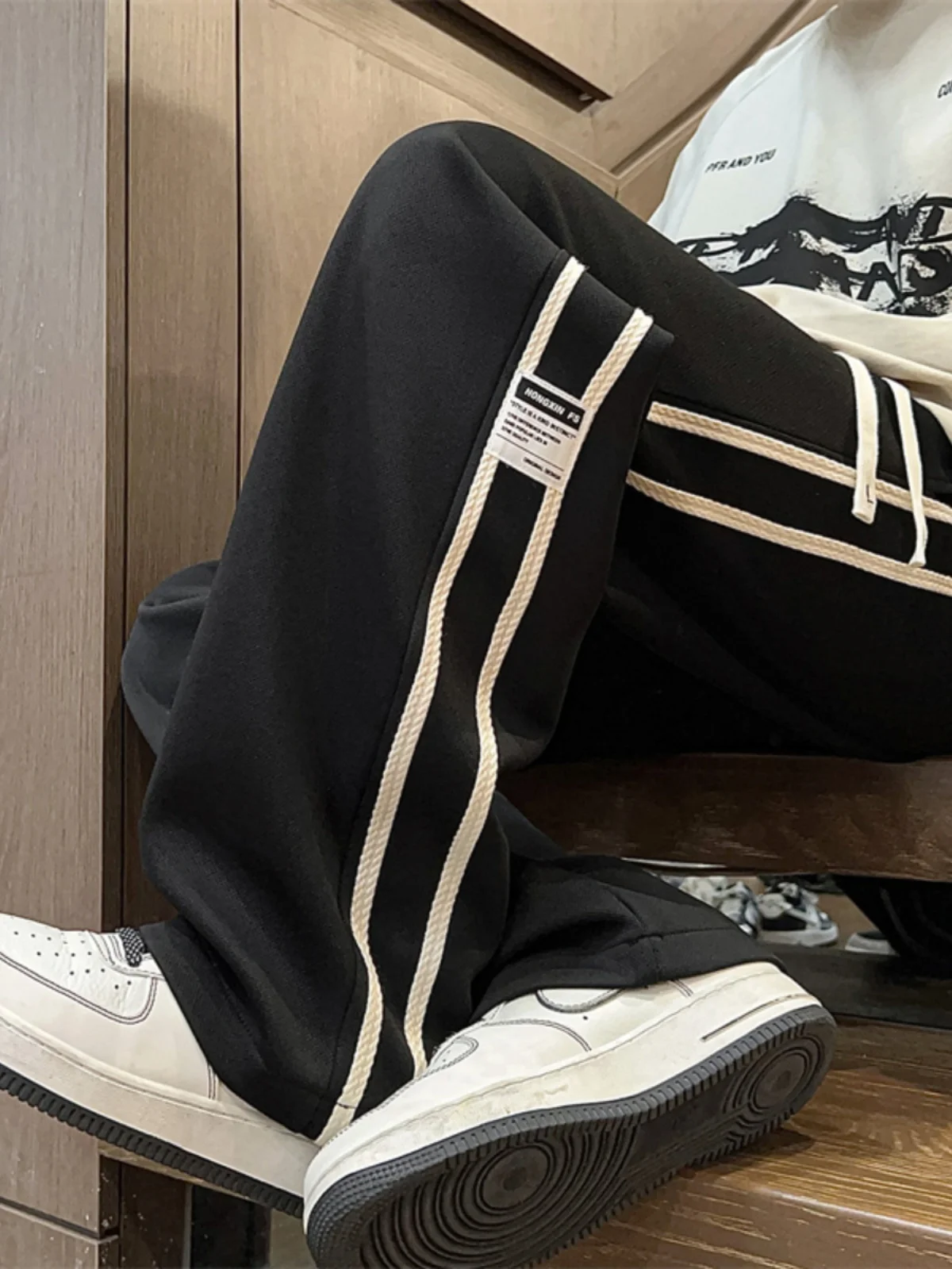 

Мужские спортивные брюки прямого кроя, осенне-весенние, новые, в американском ретро-стиле, плотные, свободные, широкие, повседневные штаны