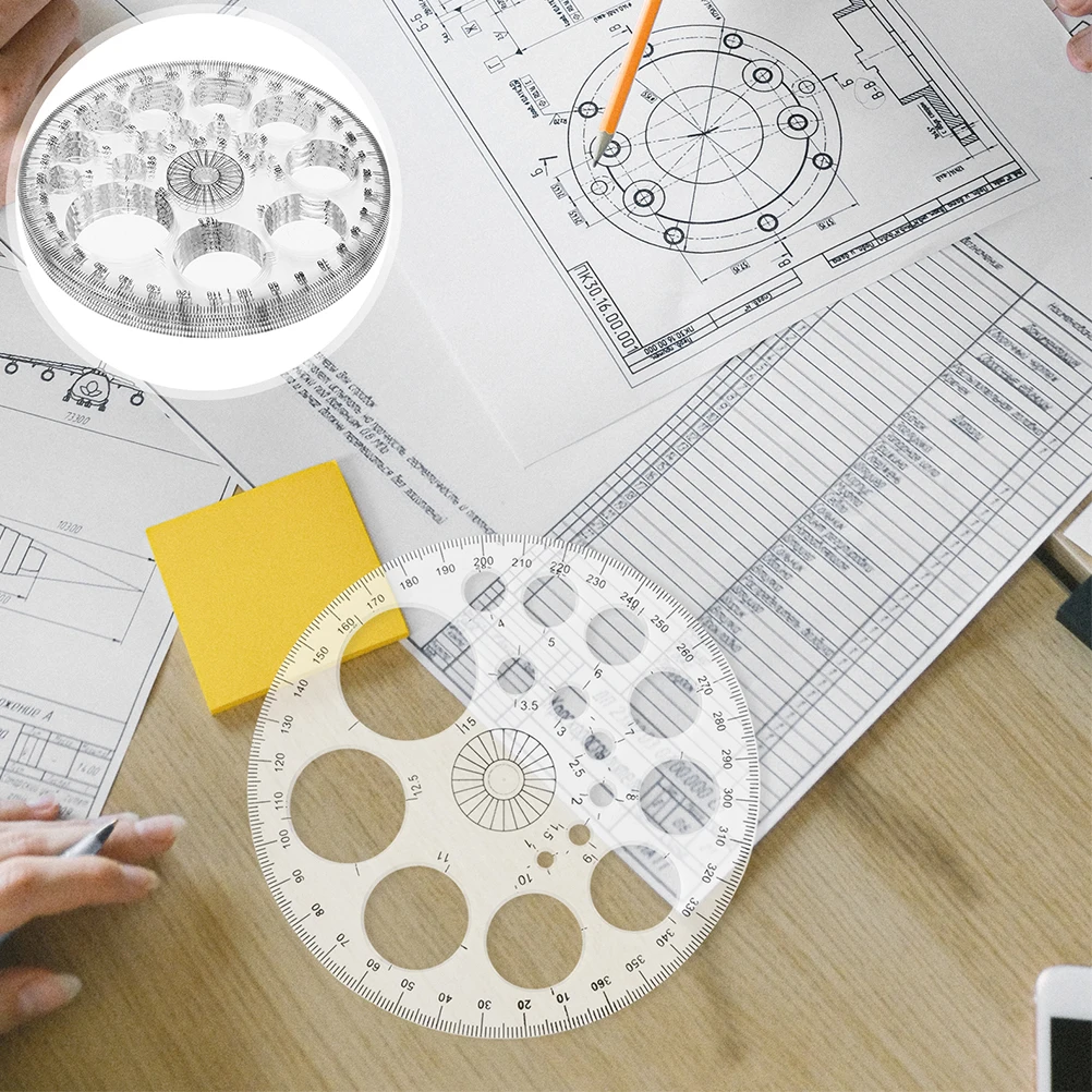 8 pçs círculo transferidor modelo de plástico ajustável reutilizável escala transparente ferramenta desenho geometria redonda ângulo design matemática