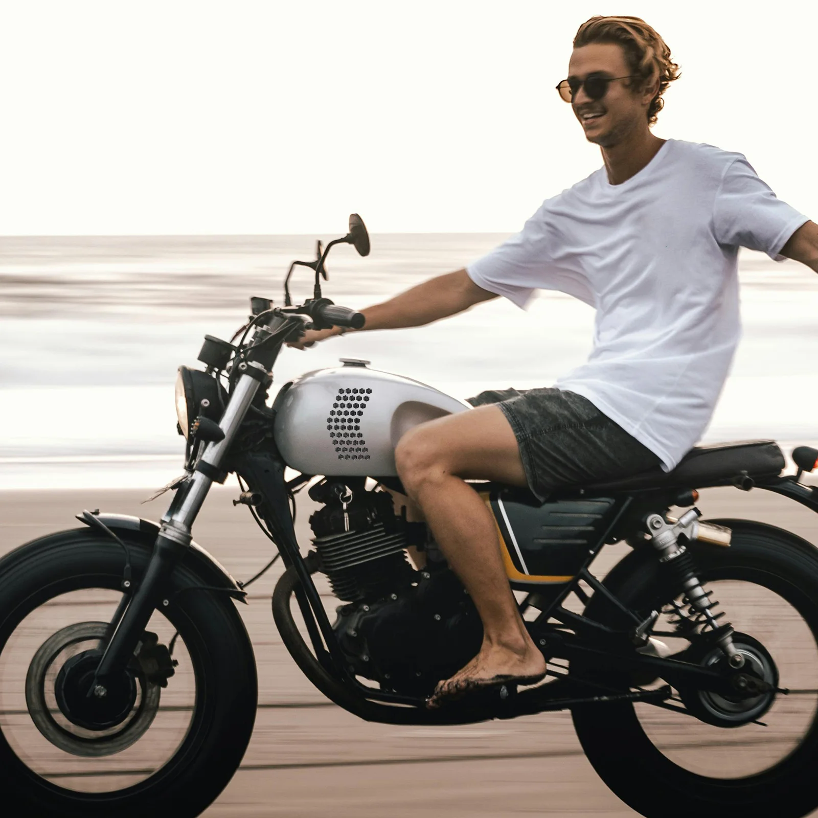 

1 Sheet Motorcycle Protective 3D Hexagonal Sticker Anti Scratch Decals for Electric Scooter Motorbike Anti Collision