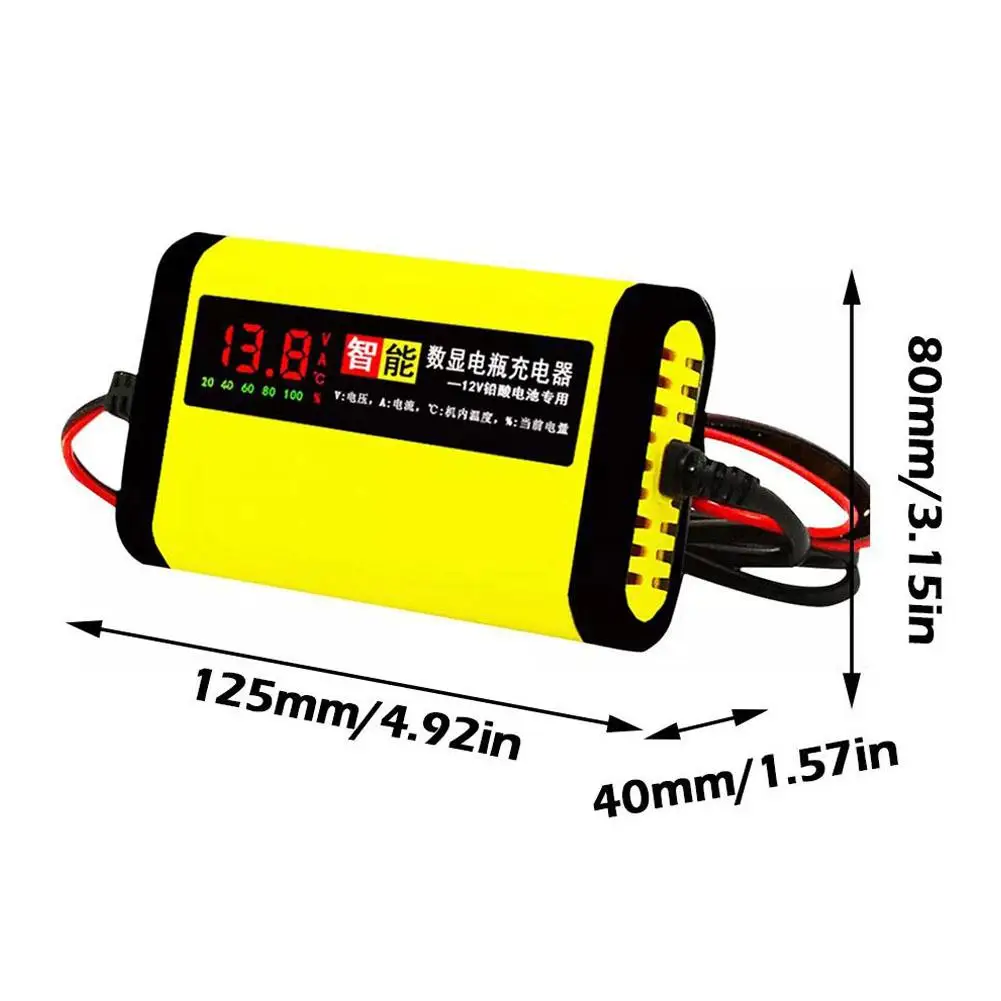 Car Battery Charger Digital LCD Display 2A Fast Charging 3 Stages Lead Acid AGM GEL Battery-chargers