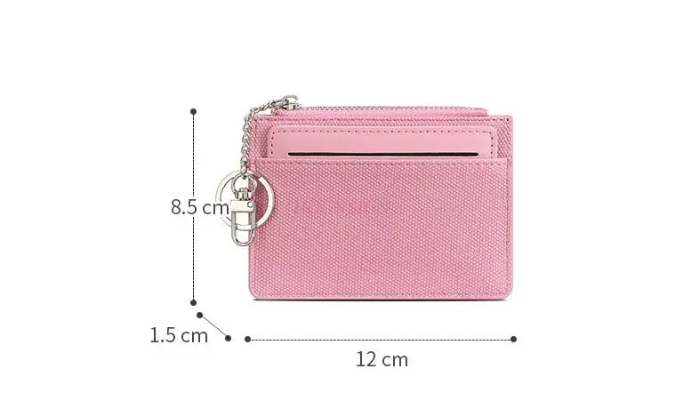 1pcs Fashionable and lightweight small card bag for women, simple and solid color, bank card clip, zipper, zero wallet