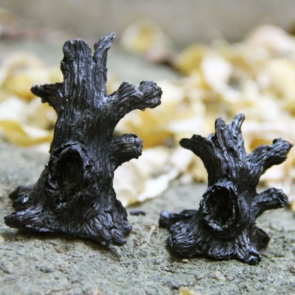 3pcs Resin Mini Withered Tree Trunks Statue Black Creative Miniatures Figurines Funny Unique Simulated Plants Micro Landscape