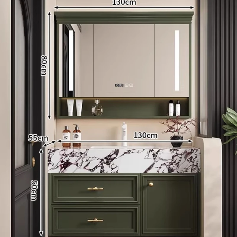 

Открытые узкие шкафы для ванной комнаты с раковиной и умными полками, деревянная мебель для ванной MH40YSG