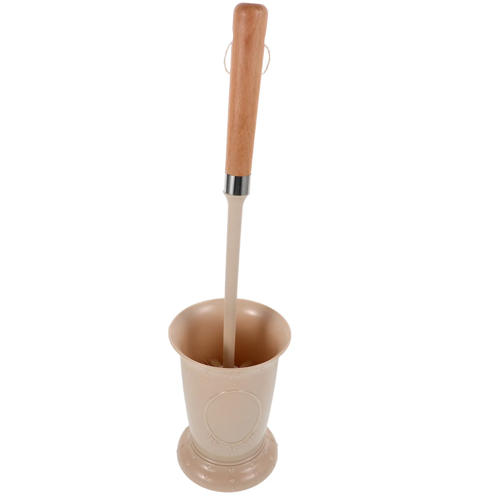Handled Toilet Cleaning Brush Wooden Long Handle Scrubber With Base Bathroom Cleaning Tools Accessories