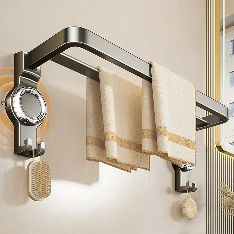 Aluminum Folding Towel Rack Punch-Free Wall-Mounted Suction Cup Bathroom Towel Shelf Storage Organizer for Hotel Bedroom Gym