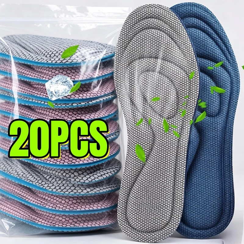 20pcs Memory Foam Orthopedic Insoles for Shoes Men Women for Shoes Sports Absorbs Sweat Soft Antibacterial Shoe Accessories