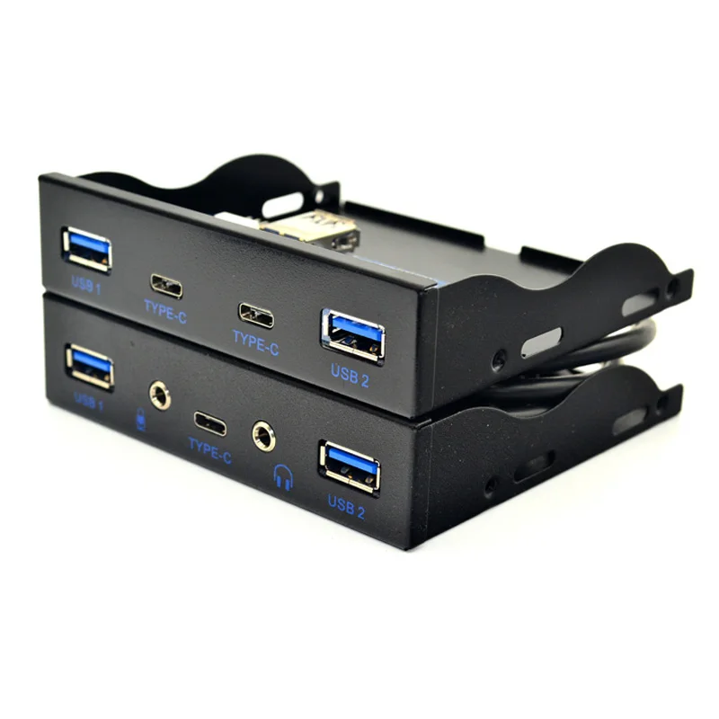 Hub usb 5 portas usb 3.1 TYPE-C usb 3.0 painel frontal hd áudio 3.5mm fone de ouvido jack mic adaptador expansão para desktop 3.5 "baía disquete