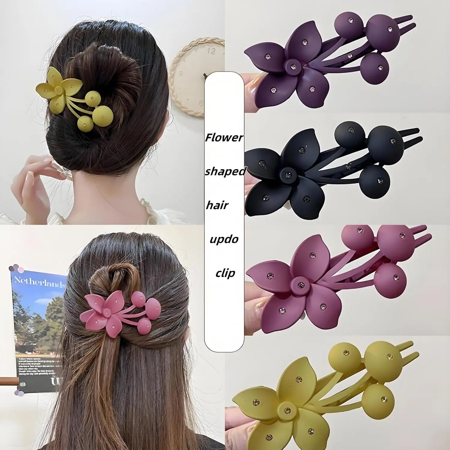 

1/3pcs pieces Flower hair clip Non-slip matte Flower Ladies Big Claw Clip Hawaii Hair clip Power styling beach hair claw