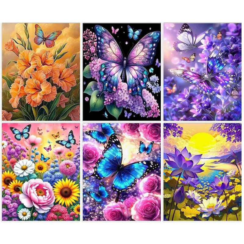 

GATYZTORY Flowers Painting By Numbers Kit For Adults Fantasy Butterfly Art Painting By Numbers Kit Living Room Decoration